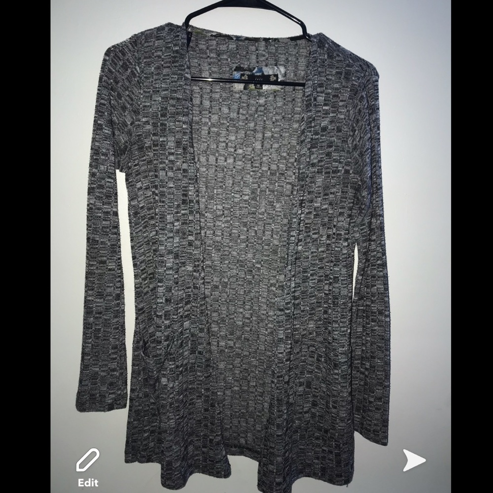 grey cardigan